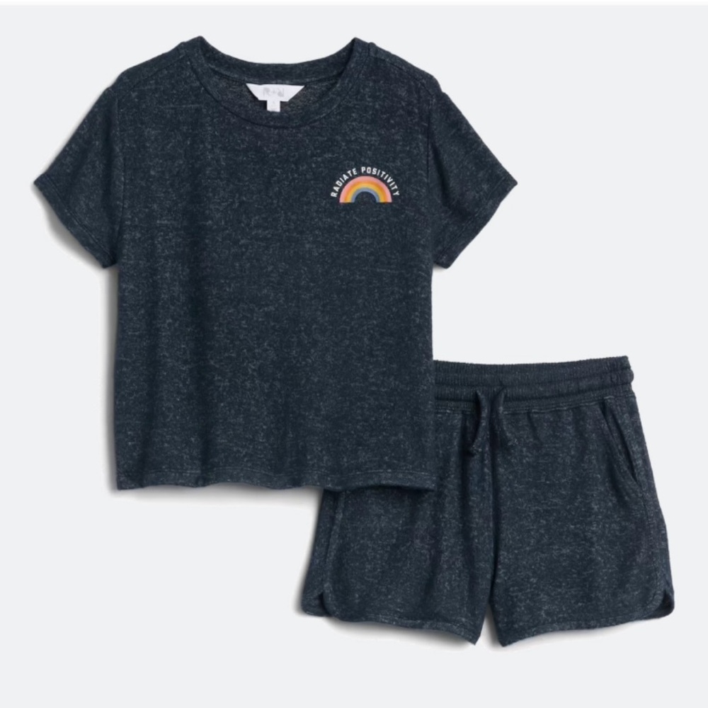NWT Girl’s R+R Brushed Boxy Tee + Short Set Size L